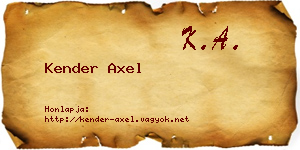 Kender Axel névjegykártya